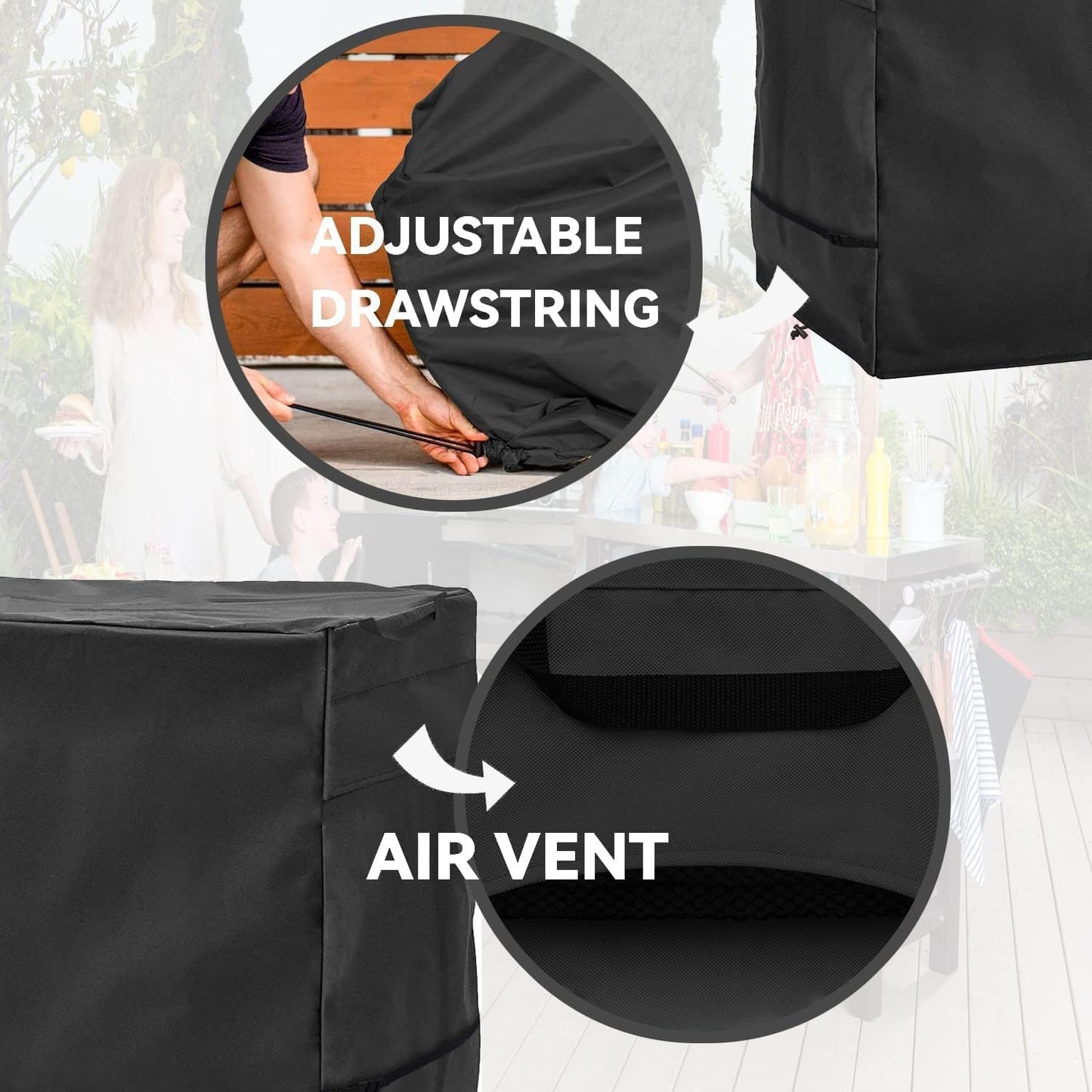 Outdoor Dining Cart Cover - 54"x23"x35" Heavy Duty Waterproof Cover for Keter Unity XL Portable Cabinet Bar, Coverage Includes Outdoor Utility Cart,Tabletop Griddle and Propane Tank