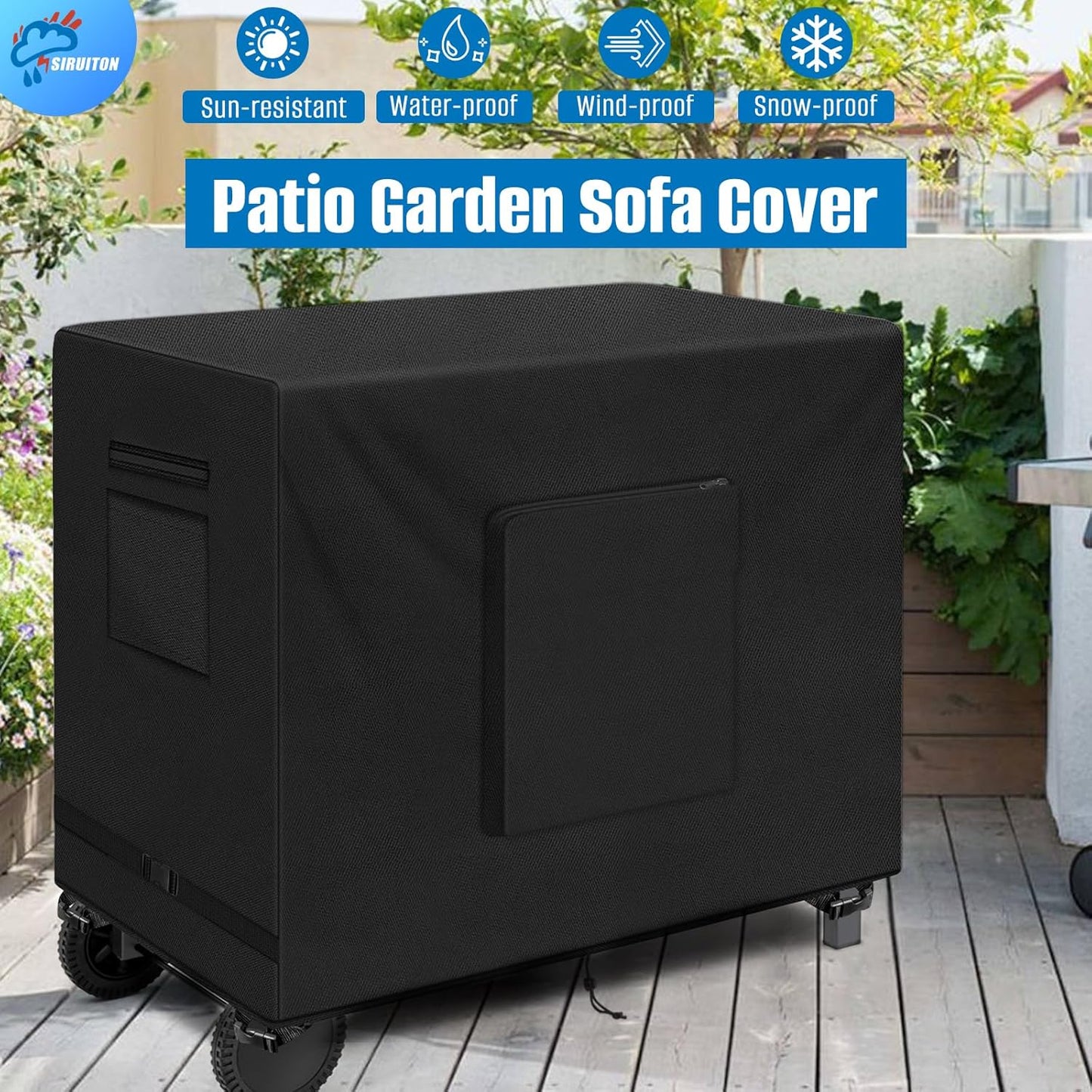 SIRUITON Outdoor Bar Cart Cover for 34 Inch Portable Outdoor Table, Heavy Duty 600D Oxford Fabric Outdoor Waterproof BBQ/Worktable Metal Movable Table Cover