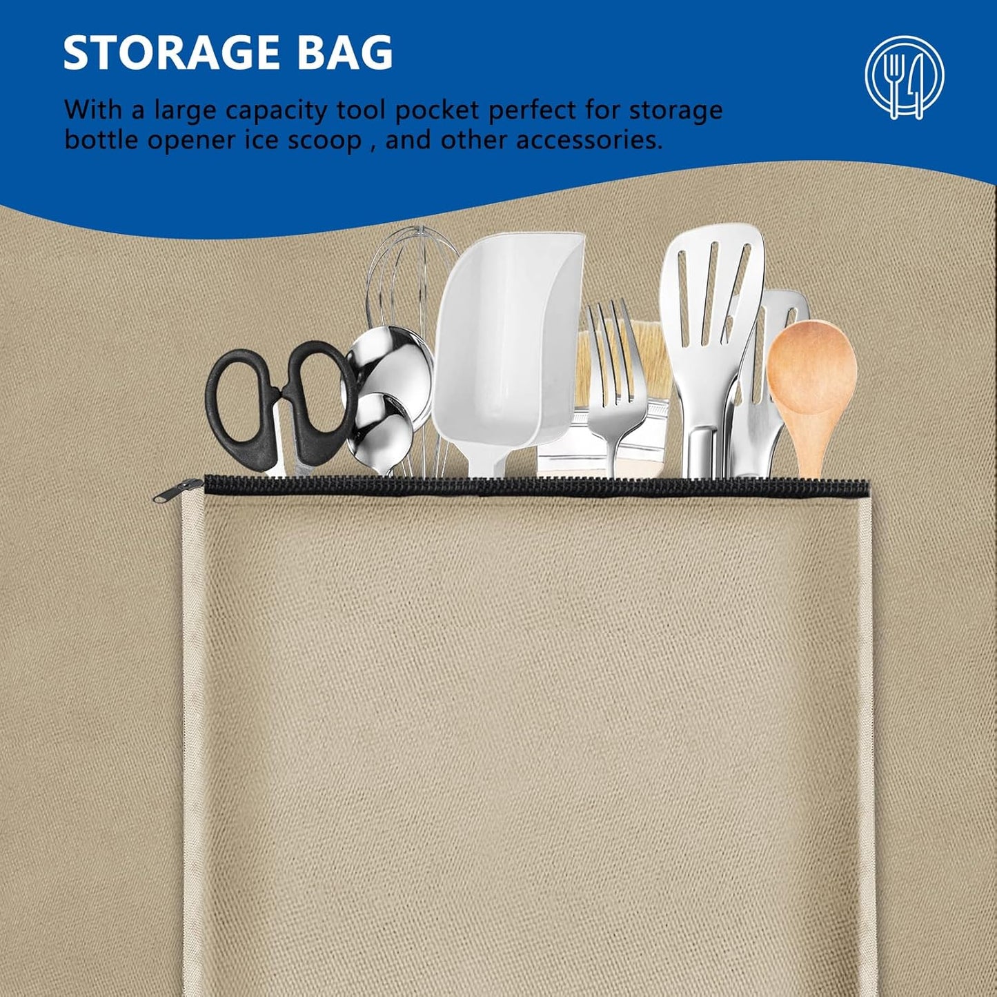 SIRUITON Outdoor Bar Cart Cover for 34 Inch Portable Outdoor Table, Heavy Duty 600D Oxford Fabric Outdoor Waterproof BBQ/Worktable Metal Movable Table Cover